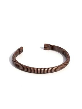 Men's Copper-Tone Ribbed Cuff Bracelet